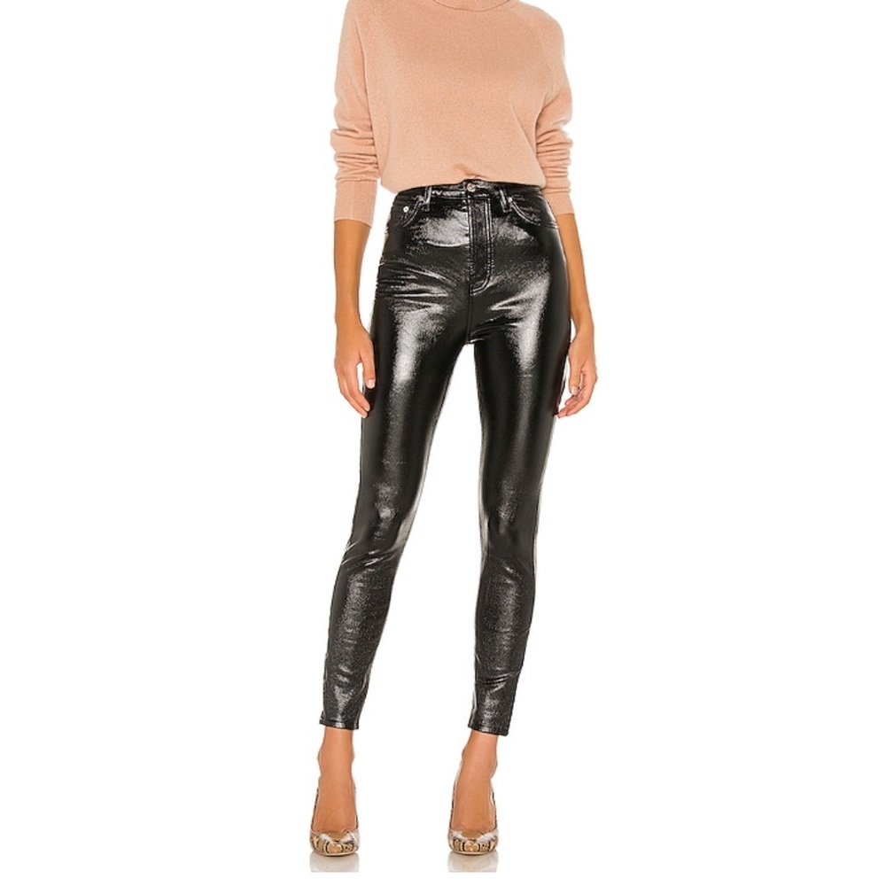 Free People Phoenix Coated Skinny Jean in Liquid Black (31) - Picture 1 of 9